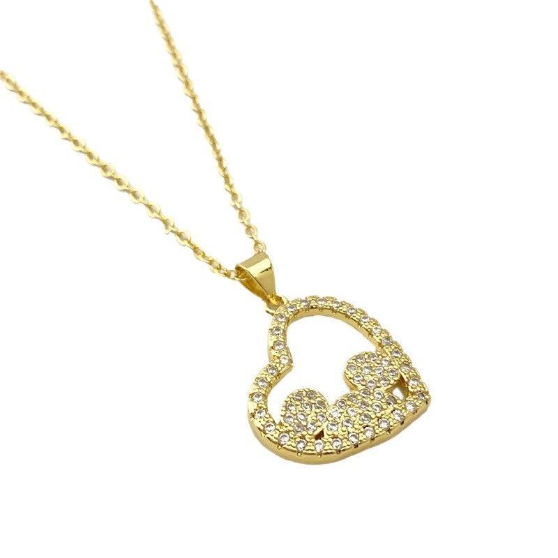 Versatile Heart-shaped Micro Inlaid Zirconium Necklace