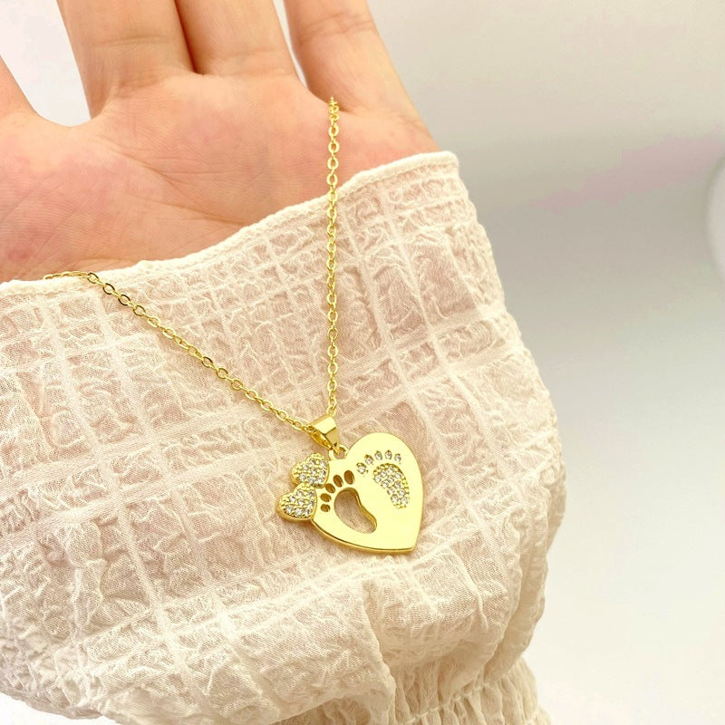 Versatile Heart-shaped Micro Inlaid Zirconium Necklace