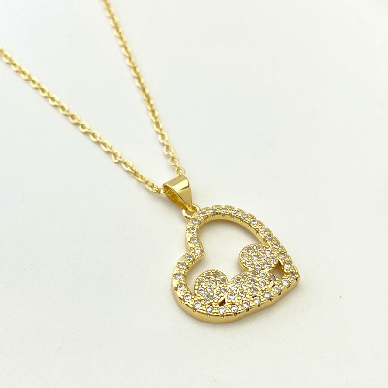 Versatile Heart-shaped Micro Inlaid Zirconium Necklace