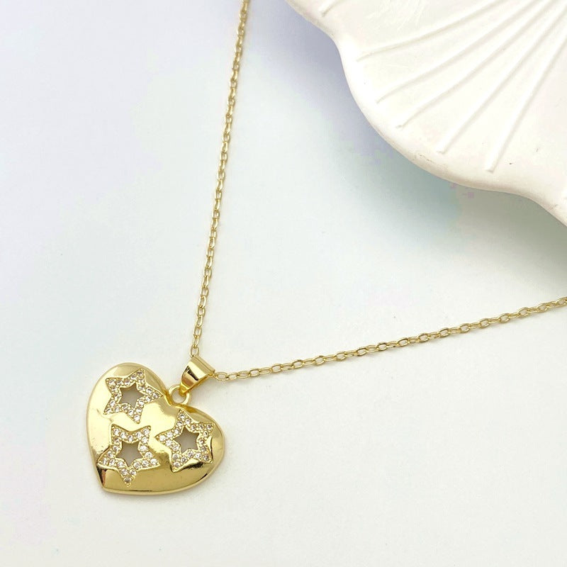 Versatile Heart-shaped Micro Inlaid Zirconium Necklace