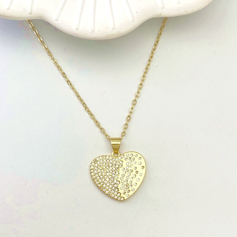 Versatile Heart-shaped Micro Inlaid Zirconium Necklace