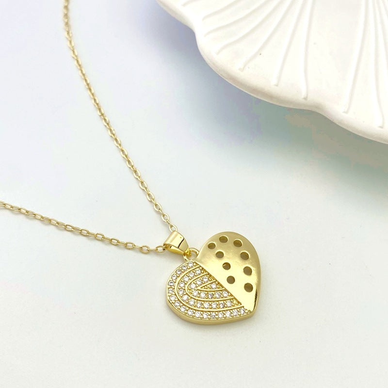Versatile Heart-shaped Micro Inlaid Zirconium Necklace