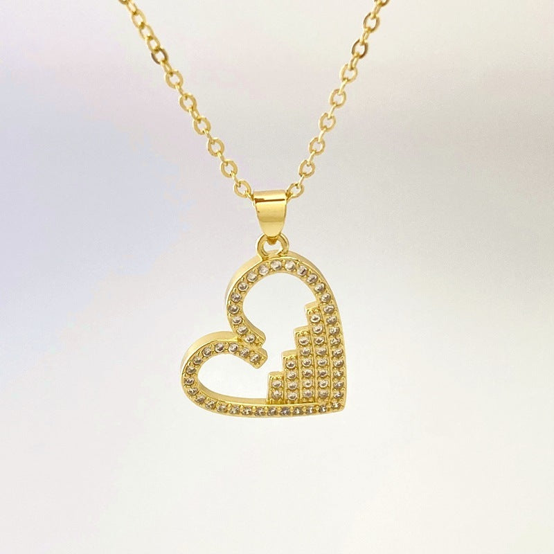 Versatile Heart-shaped Micro Inlaid Zirconium Necklace