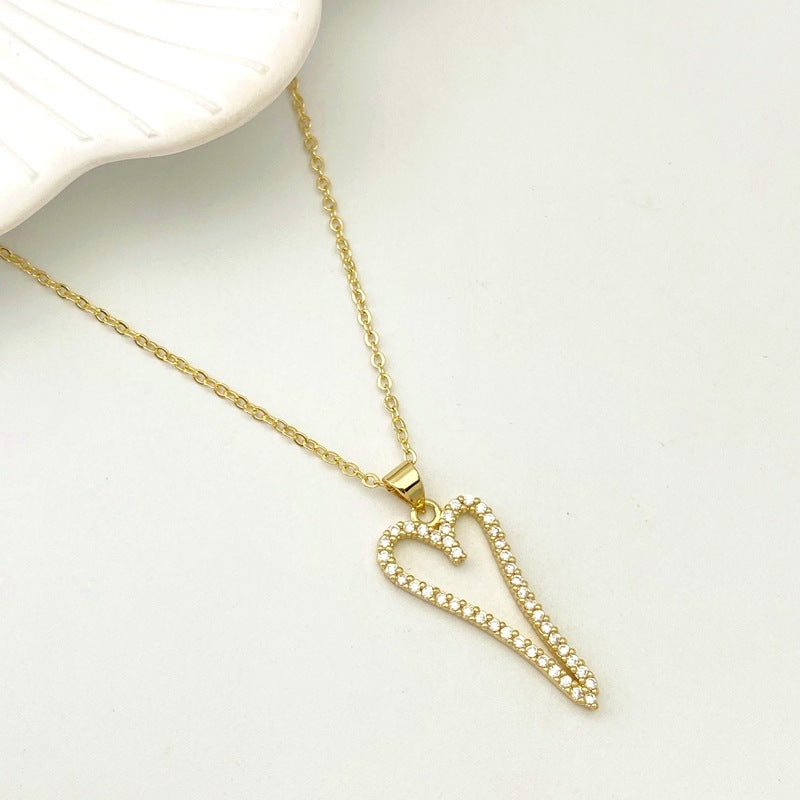 Versatile Heart-shaped Micro Inlaid Zirconium Necklace
